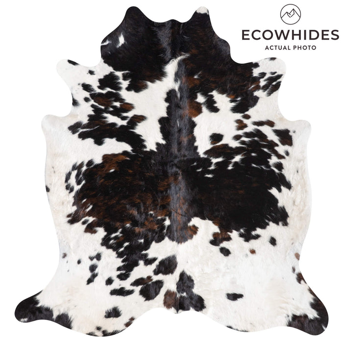 Dark Tricolor Cowhide Rug Size 7'0" L x 6'7" W 9381