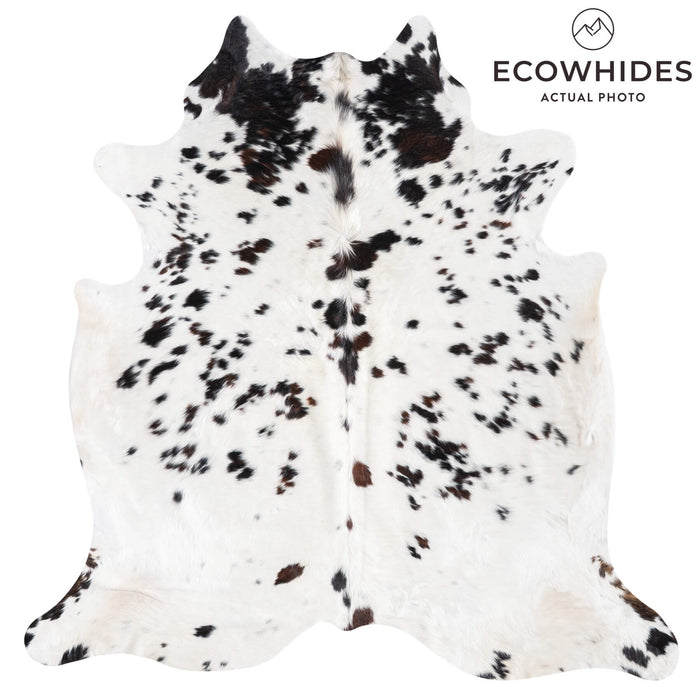 White Tricolor Cowhide Rug Size 7'6" L x 7'2" W 9382