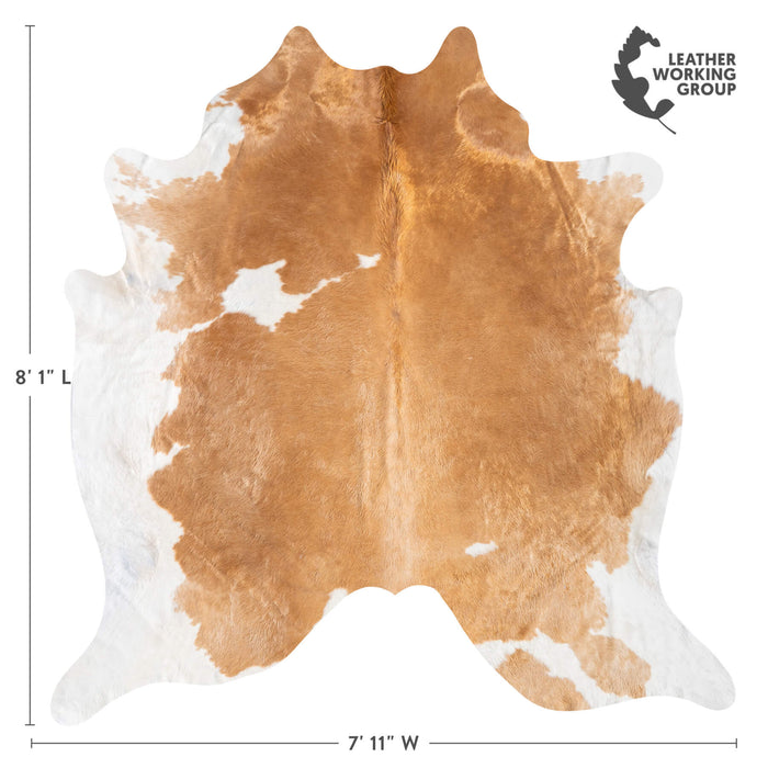 Palomino and White Cowhide Rug Size 8'1" L x 7'11" W 9384