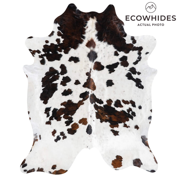 White Tricolor Cowhide Rug Size 8'0" L x 6'5" W 9385