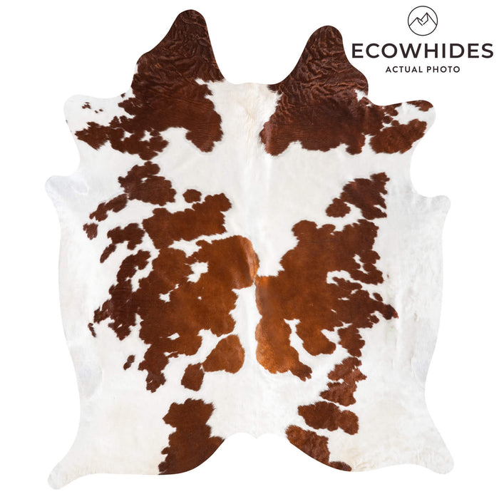 Brown and White Cowhide Rug Size 8'3" L x 7'0" W 9389