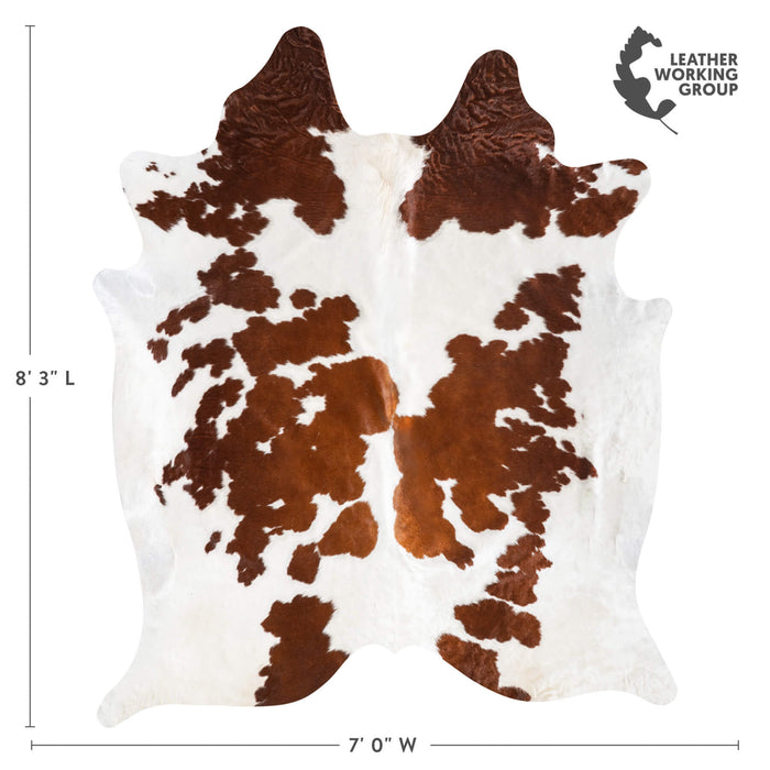 Brown and White Cowhide Rug Size 8'3" L x 7'0" W 9389