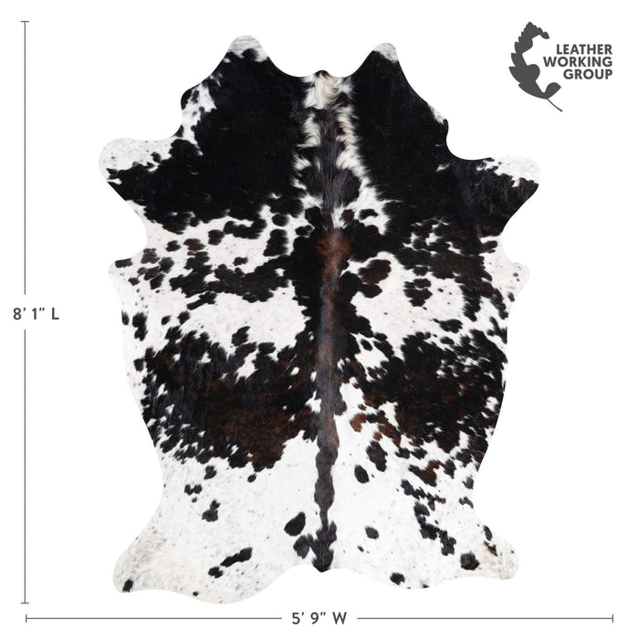 Dark Tricolor Cowhide Rug Size 8'1" L x 5'9" W 9390