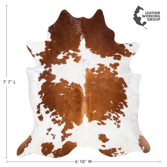 Brown and White Cowhide Rug Size 7'7" L x 6'10" W 9391