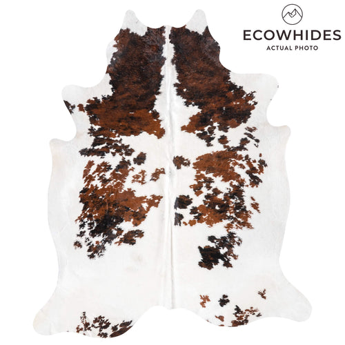 White Tricolor Cowhide Rug Size 7'6" L x 6'6" W 9393