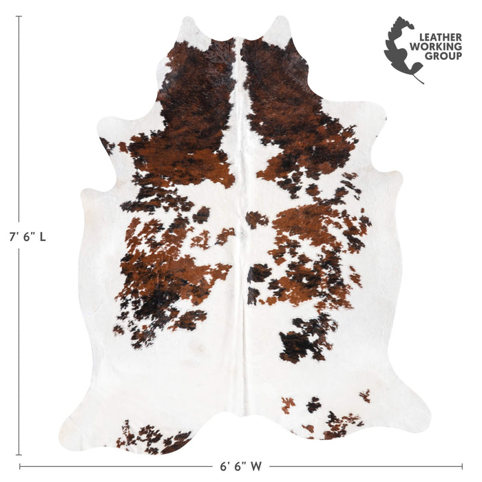 White Tricolor Cowhide Rug Size 7'6" L x 6'6" W 9393