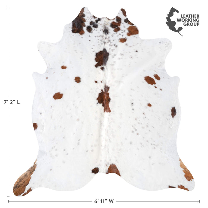 White Tricolor Cowhide Rug Size 7'2" L x 6'11" W 9397