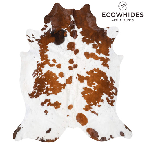 Brown and White Cowhide Rug Size 8'9" L x 7'4" W 9398