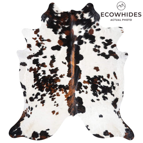 White Tricolor Cowhide Rug Size 8'0" L x 7'0" W 9400