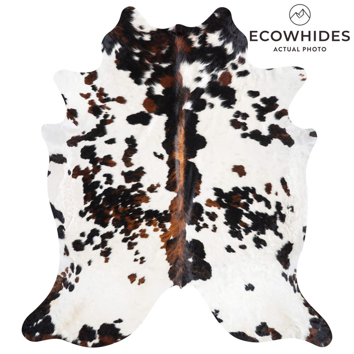 White Tricolor Cowhide Rug Size 8'0" L x 7'0" W 9400