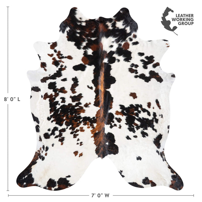 White Tricolor Cowhide Rug Size 8'0" L x 7'0" W 9400