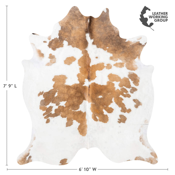 White Tricolor Cowhide Rug Size 7'9" L x 6'10" W 9401