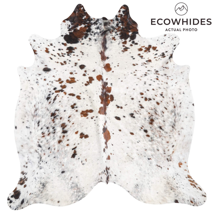 White Tricolor Cowhide Rug Size 8'5" L x 7'11" W 9403