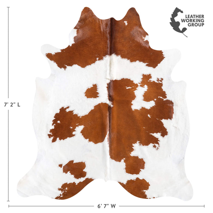 Brown and White Cowhide Rug Size 7'2" L x 6'7" W 9405