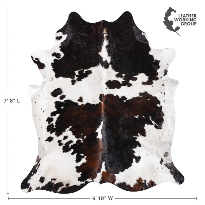 Dark Tricolor Cowhide Rug Size 7'8" L x 6'10" W 9407