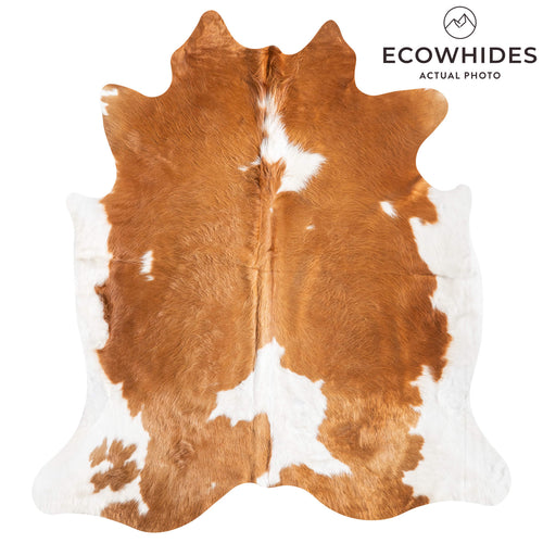 Brown and White Cowhide Rug Size 6'10" L x 6'3" W 9410