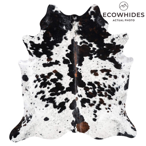 Black Salt and Pepper Cowhide Rug Size 7'6" L x 6'11" W 9411