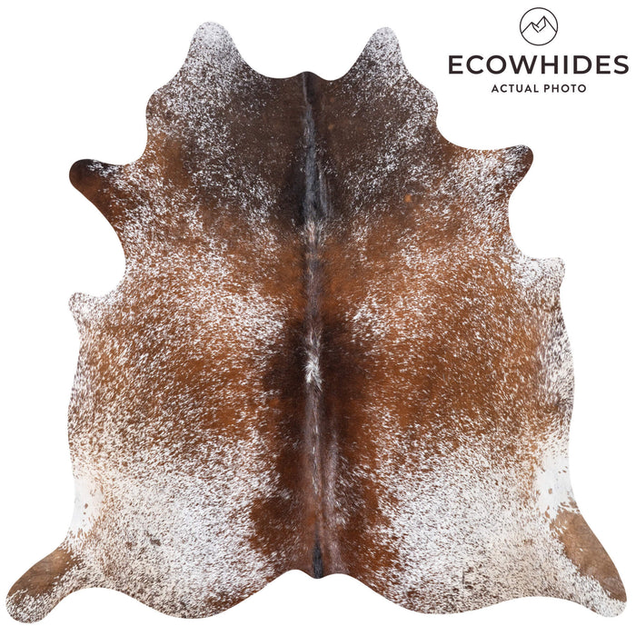 Brown Salt and Pepper Cowhide Rug Size 6'9" L x 7'1" W 9415