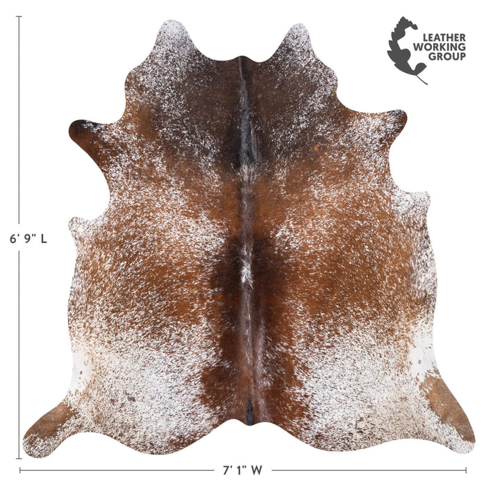 Brown Salt and Pepper Cowhide Rug Size 6'9" L x 7'1" W 9415