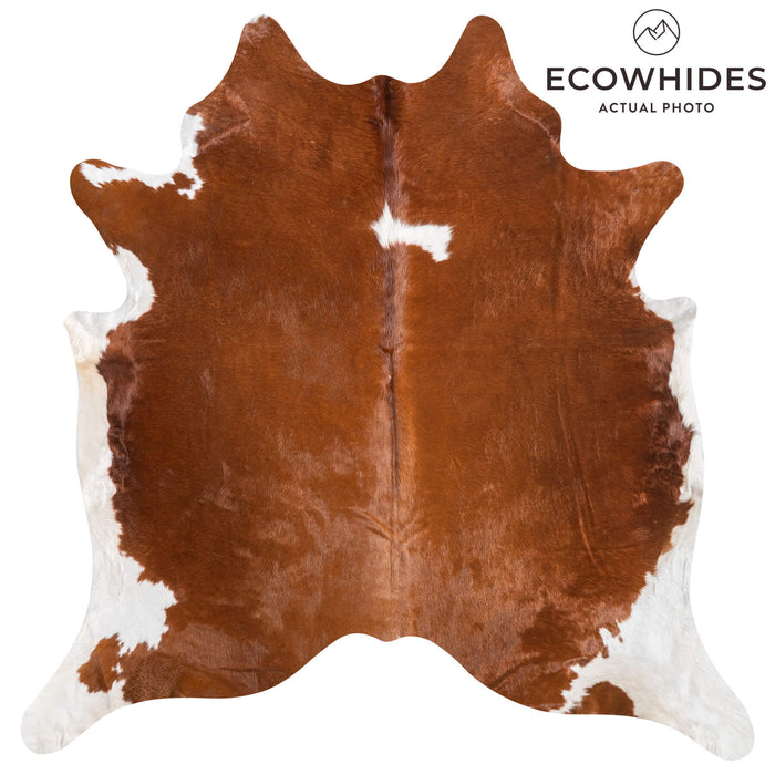 Brown and White Cowhide Rug Size 7'9" L x 7'6" W 9417