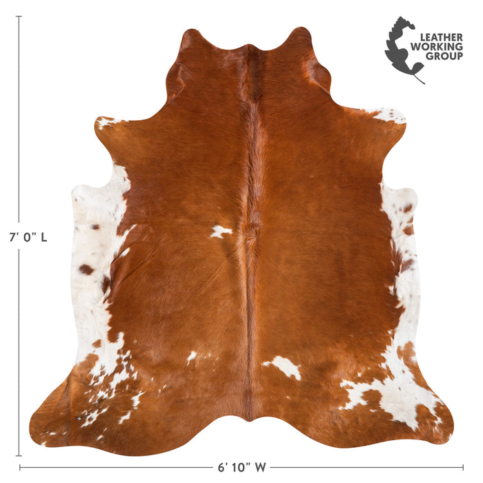 Brown and White Cowhide Rug Size 7'0" L x 6'10" W 9419