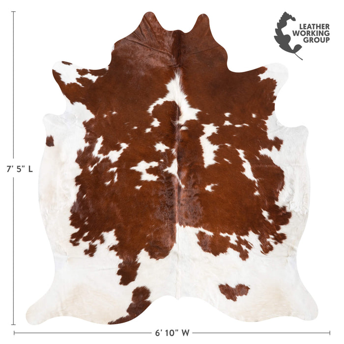 Brown and White Cowhide Rug Size 7'5" L x 6'10" W 9421