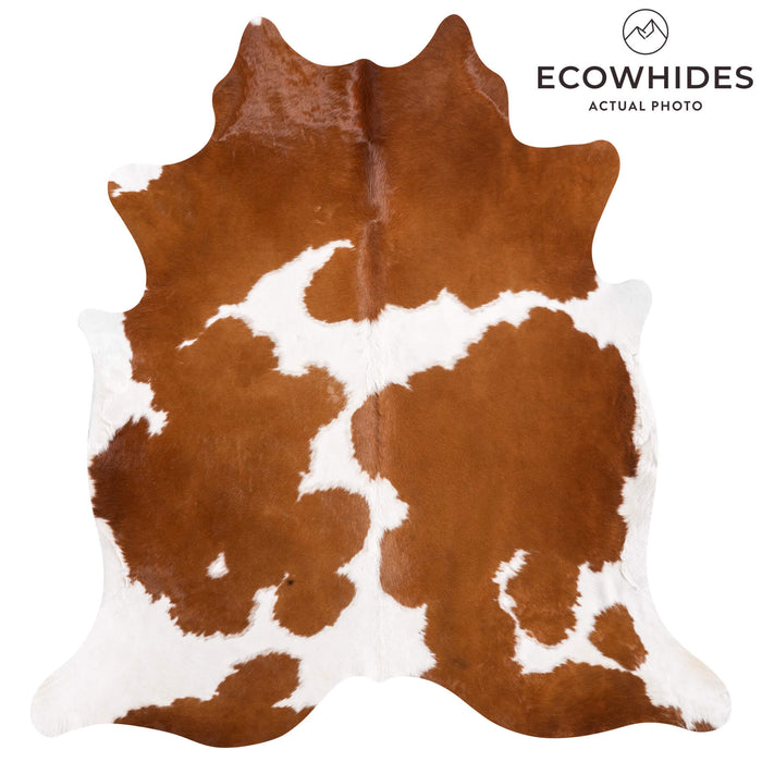 Brown and White Cowhide Rug Size 7'11" L x 7'5" W 9428