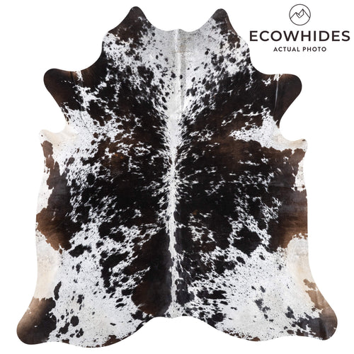 Black Salt and Pepper Cowhide Rug Size 7'10" L x 7'5" W 9429