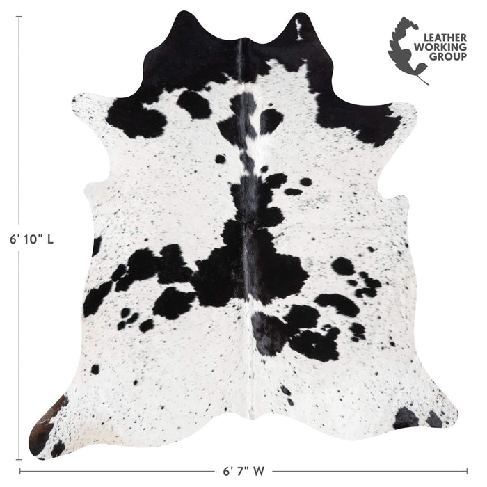 Black Salt and Pepper Cowhide Rug Size 6'10" L x 6'7" W 9431