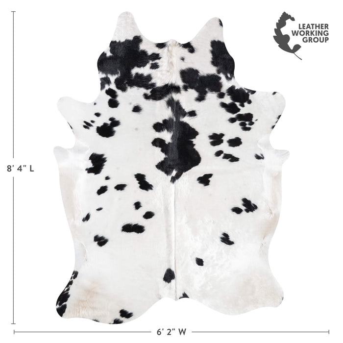 Black and White Cowhide Rug Size 8'4" L x 6'2" W 9435