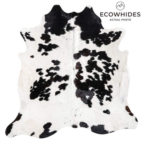 Black and White Cowhide Rug Size 7'5" L x 7'4" W 9438
