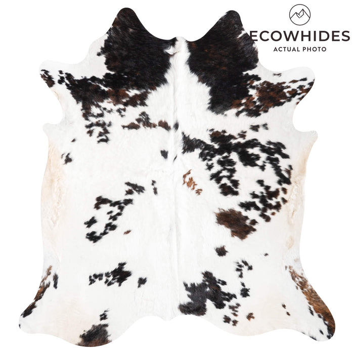 White Tricolor Cowhide Rug Size 7'2" L x 7'2" W 9447