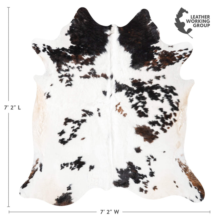 White Tricolor Cowhide Rug Size 7'2" L x 7'2" W 9447