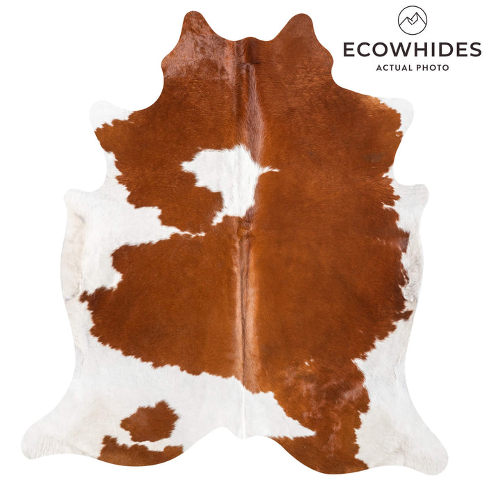 Brown and White Cowhide Rug Size 7'3" L x 6'8" W 9457