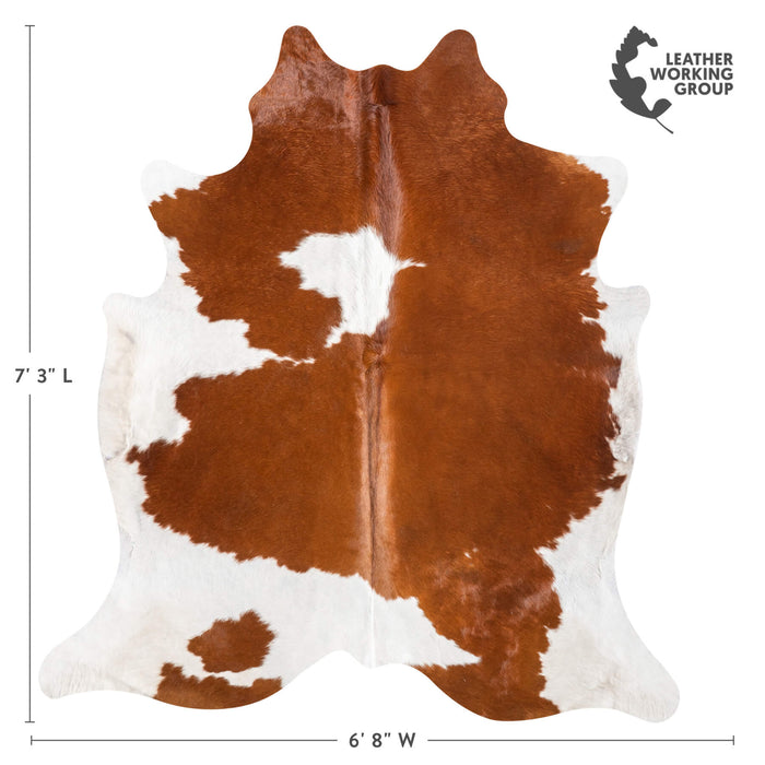 Brown and White Cowhide Rug Size 7'3" L x 6'8" W 9457