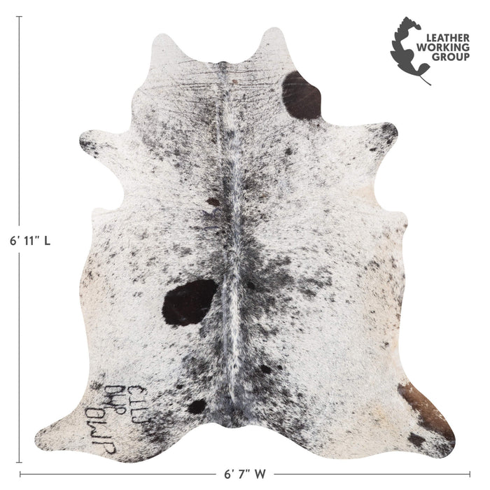 Black Salt and Pepper Cowhide Rug Size 6'11" L x 6'7" W 9460