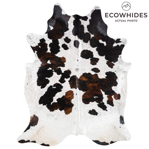 White Tricolor Cowhide Rug Size 8'4" L x 6'8" W 9461