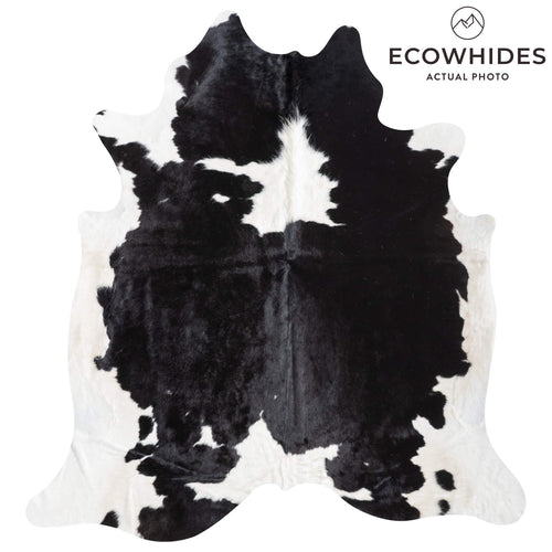 Black and White Cowhide Rug Size 7'7" L x 7'1" W 9469