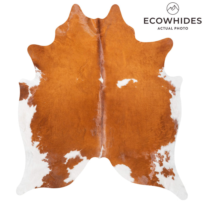 Brown and White Cowhide Rug Size 7'9" L x 6'9" W 9479