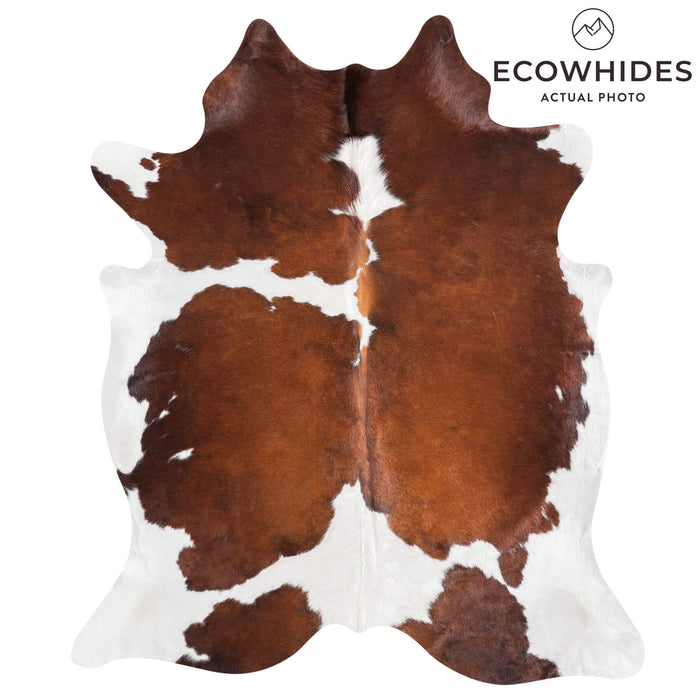 Brown and White Cowhide Rug Size 7'0" L x 6'0" W 9485