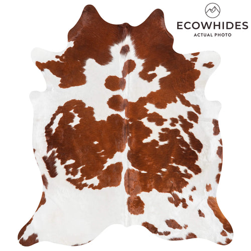 Brown and White Cowhide Rug Size 6'8" L x 6'0" W 9489
