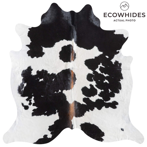 Black and White Cowhide Rug Size 7'6" L x 7'2" W 9491