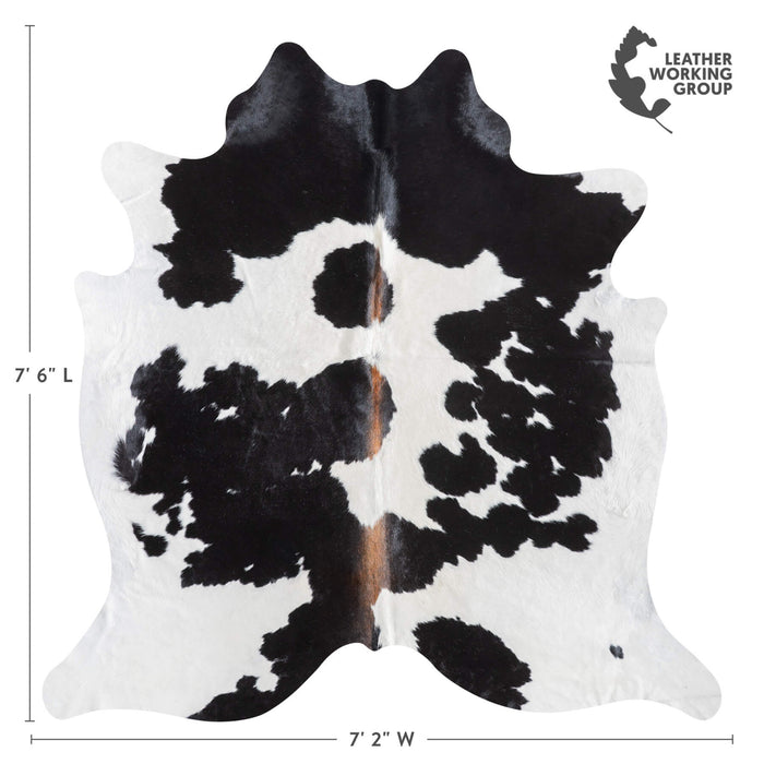 Black and White Cowhide Rug Size 7'6" L x 7'2" W 9491