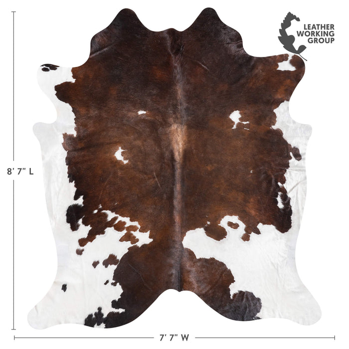 Chocolate and White Cowhide Rug Size 8'7" L x 7'7" W 9492
