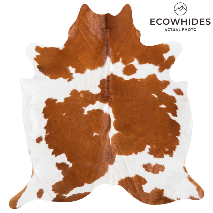 Brown and White Cowhide Rug Size 7'4" L x 7'1" W 9493