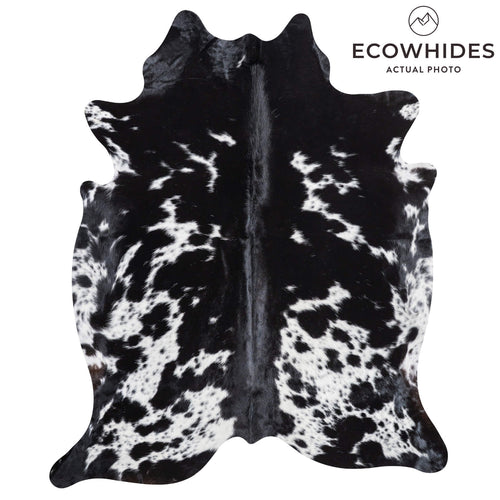 Black and White Cowhide Rug Size 7'4" L x 6'3" W 9494
