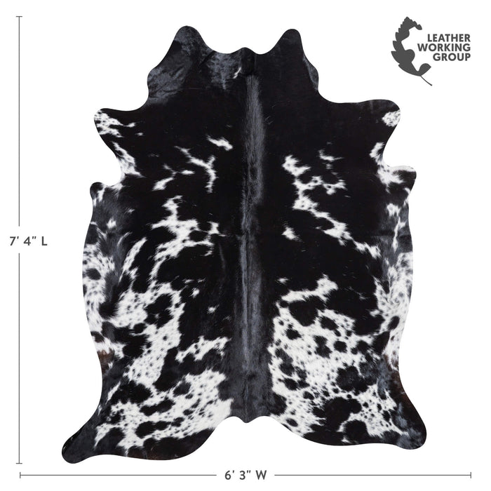 Black and White Cowhide Rug Size 7'4" L x 6'3" W 9494