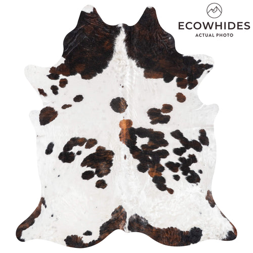 White Tricolor Cowhide Rug Size 7'11" L x 7'1" W 9497