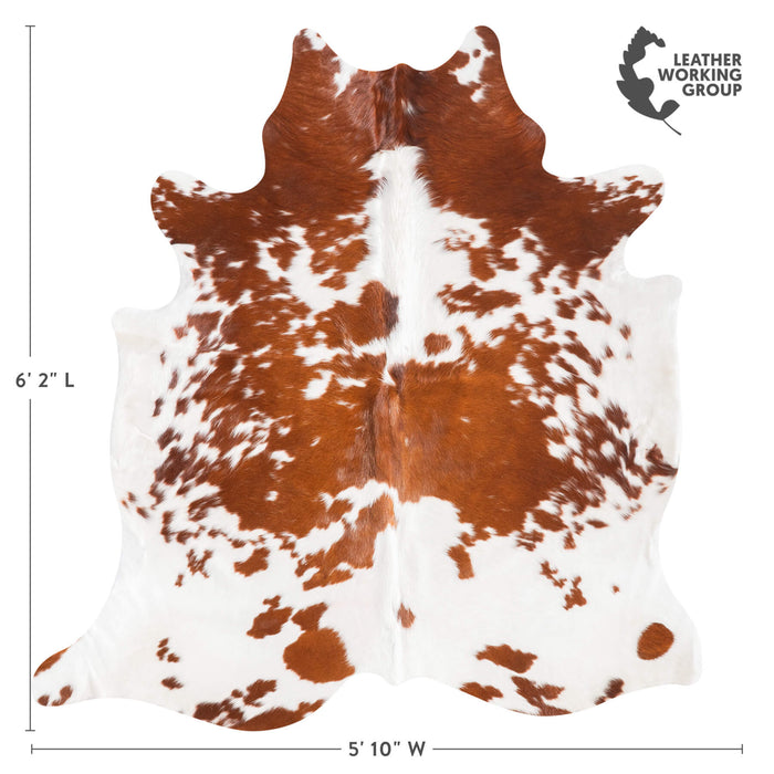 Brown and White Cowhide Rug Size 6'2" L x 5'10" W 9498