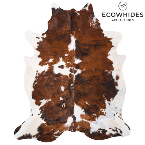 Vintage Tricolor Cowhide Rug Size 6'11" L x 5'8" W 9703